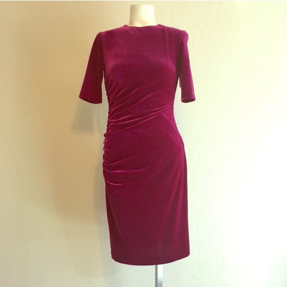 Vince Camuto Velvet Magenta Dress - Picture 2 of 5